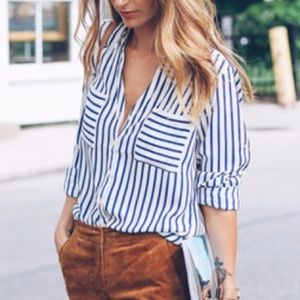 Express Blue & White Striped Portofino Shirt